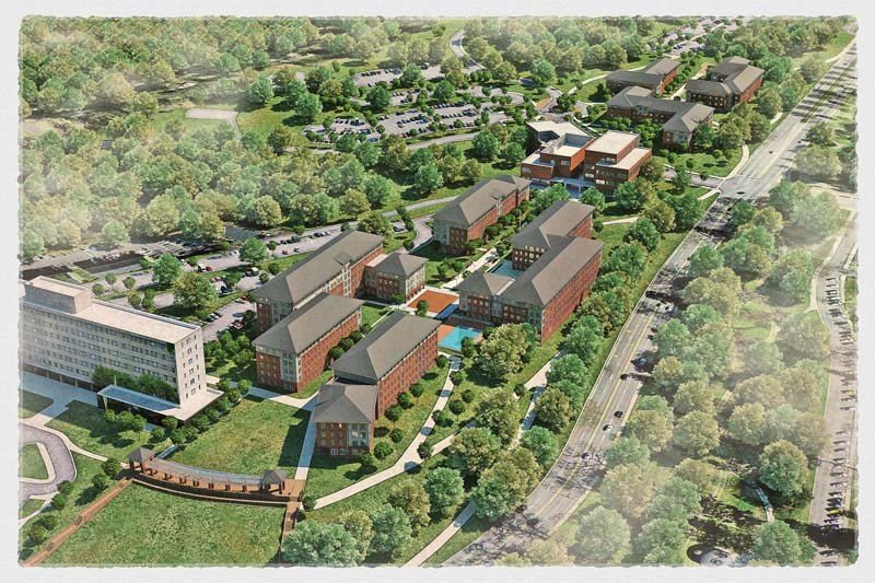 Rendering of student housing complex, designed and engineered by Bunnel Lammons Engineering