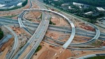 Aerial of Greenville, SC Bridge Construction